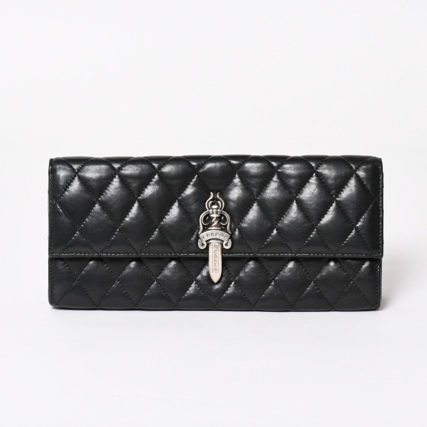 Chrome Hearts Dinner Clutch Large Dagger Matelasse Lambskin Black