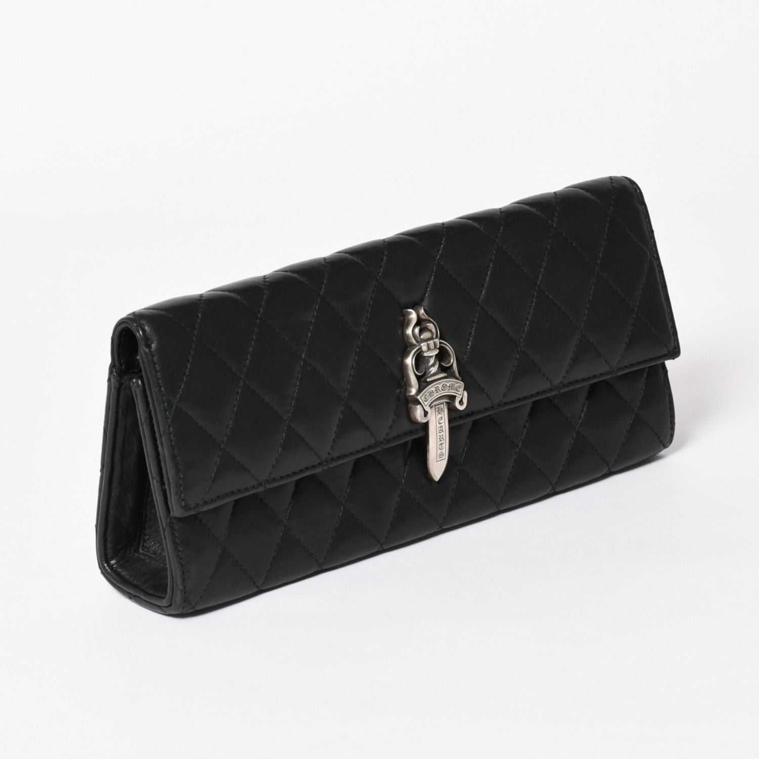 Chrome Hearts Dinner Clutch Large Dagger Matelasse Lambskin Black — view 3