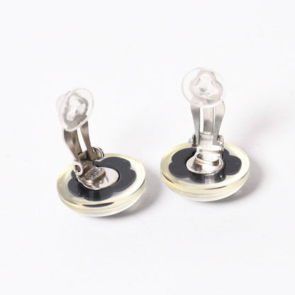 Chanel CC Logo Earrings 04 Button Flower Camellia Clear Resin — view 2