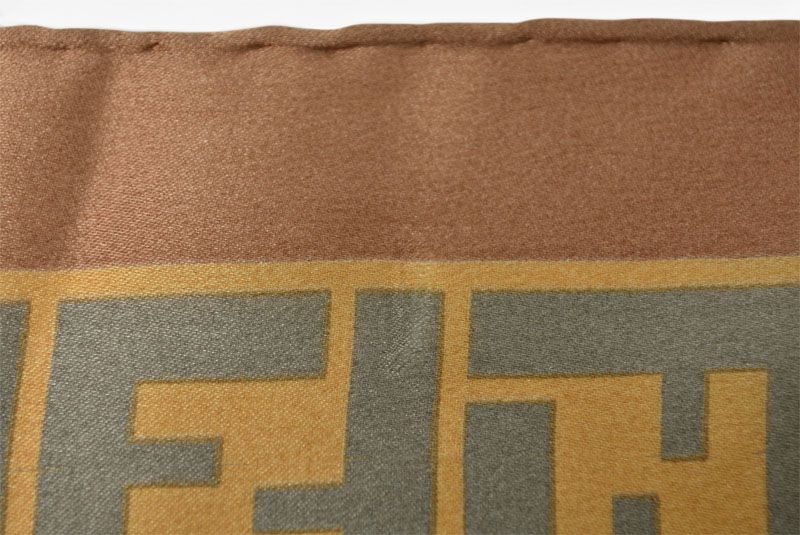 Fendi Scarf Silk Twill Vintage FF Leopard Print Brown Khaki — view 7