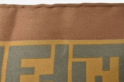 Fendi Scarf Silk Twill Vintage FF Leopard Print Brown Khaki — view 7