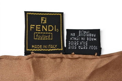 Fendi Scarf Silk Twill Vintage FF Leopard Print Brown Khaki — view 6