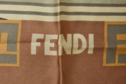 Fendi Scarf Silk Twill Vintage FF Leopard Print Brown Khaki — view 8