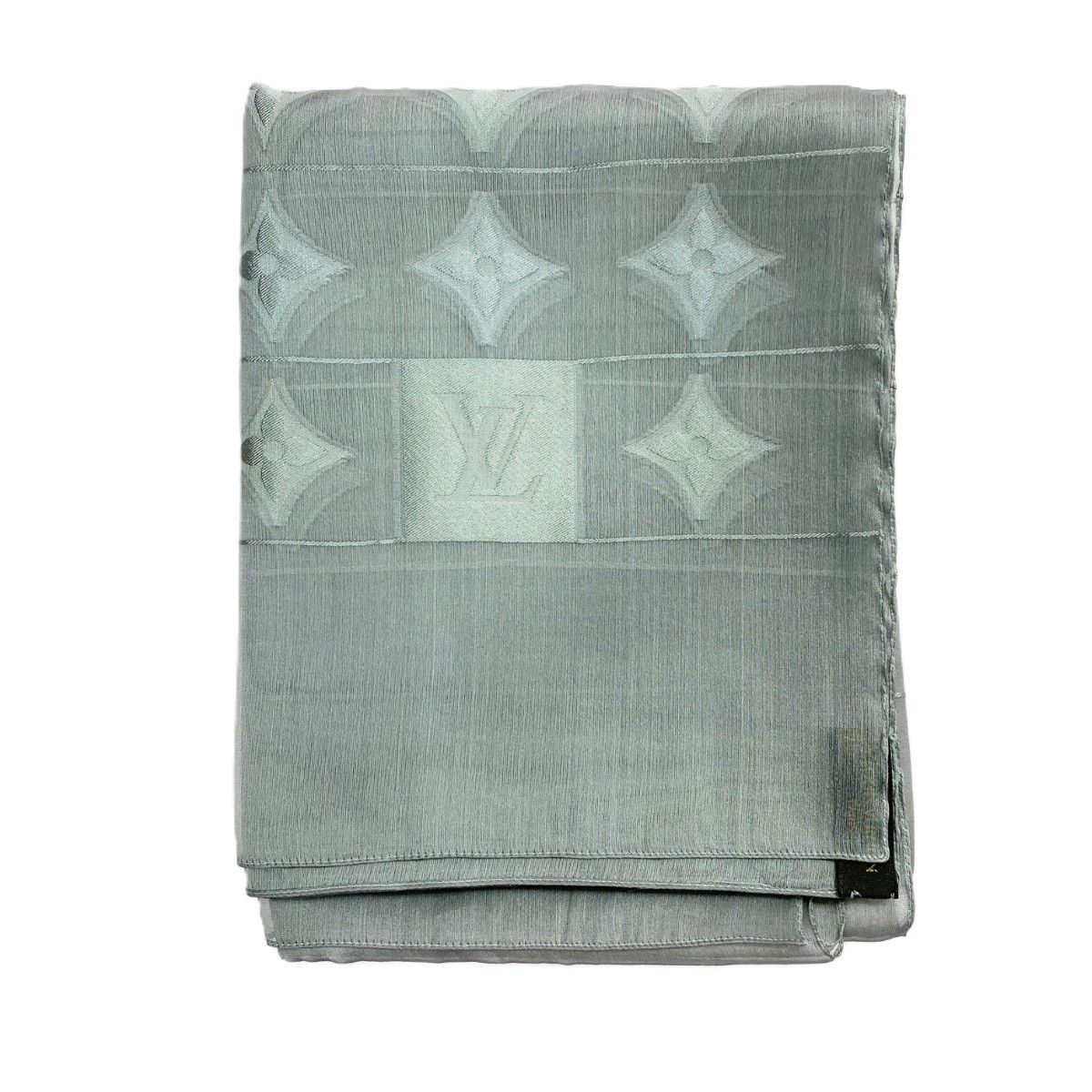 Louis Vuitton Lace Shawl Monogram Pattern Silk Gray Scarf — view 4