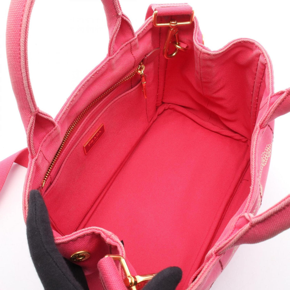 Prada Tote Bag Canapa Mini 2-Way Pink Canvas — view 3