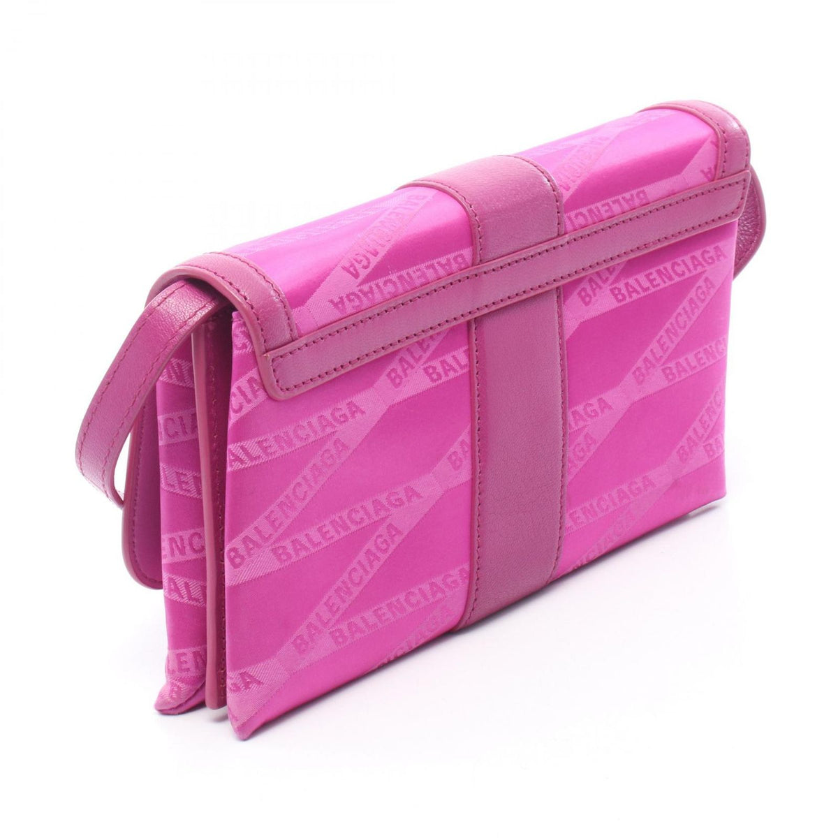 Balenciaga Shoulder Bag Monogram Shift Wallet on Strap Pink Canvas Leather — view 2