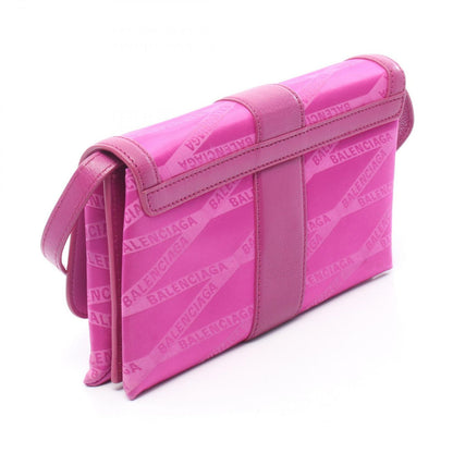 Balenciaga Shoulder Bag Monogram Shift Wallet on Strap Pink Canvas Leather — view 2