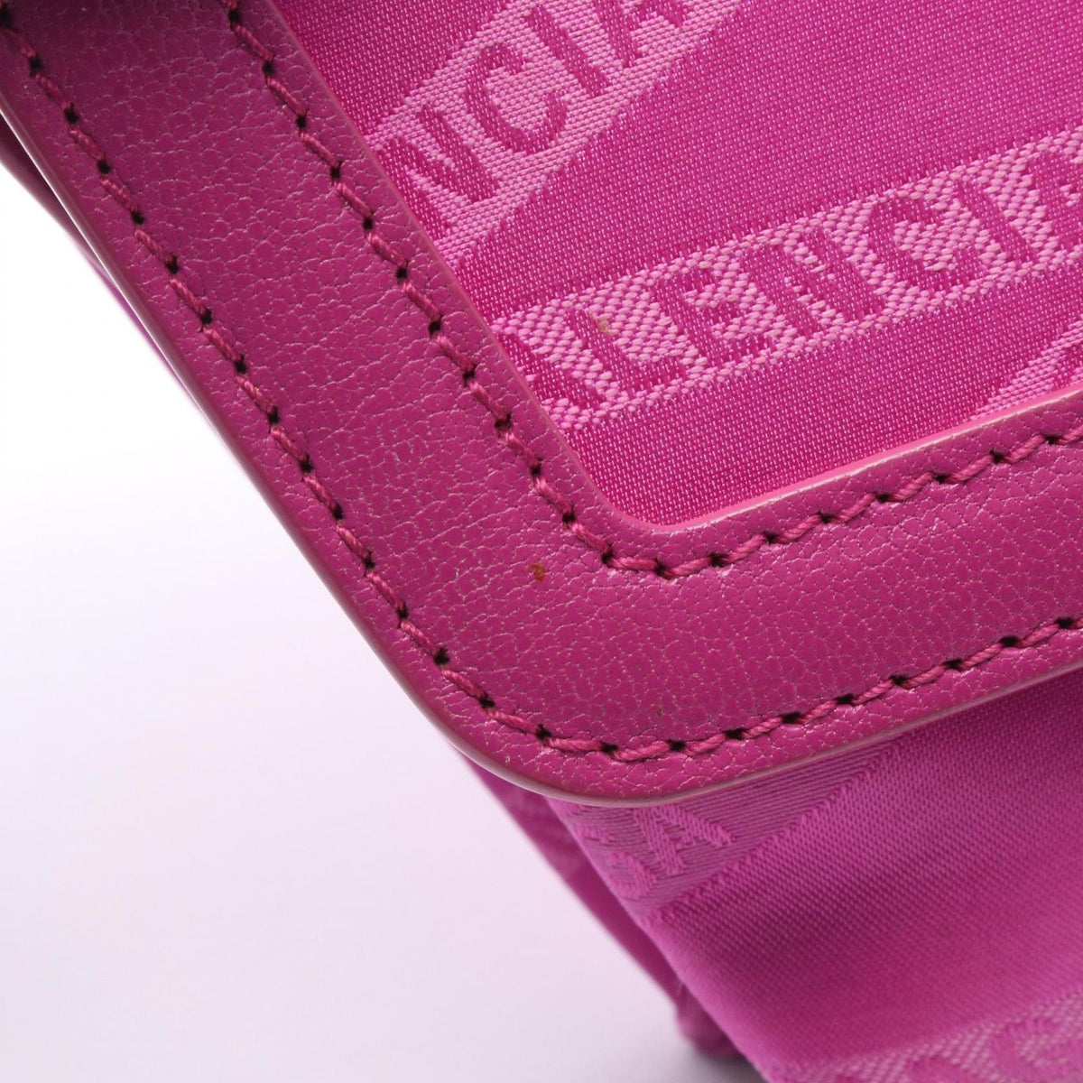 Balenciaga Shoulder Bag Monogram Shift Wallet on Strap Pink Canvas Leather — view 6