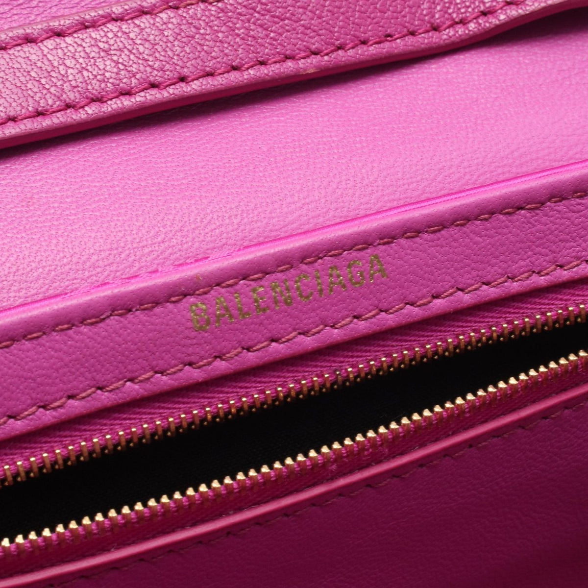 Balenciaga Shoulder Bag Monogram Shift Wallet on Strap Pink Canvas Leather — view 4