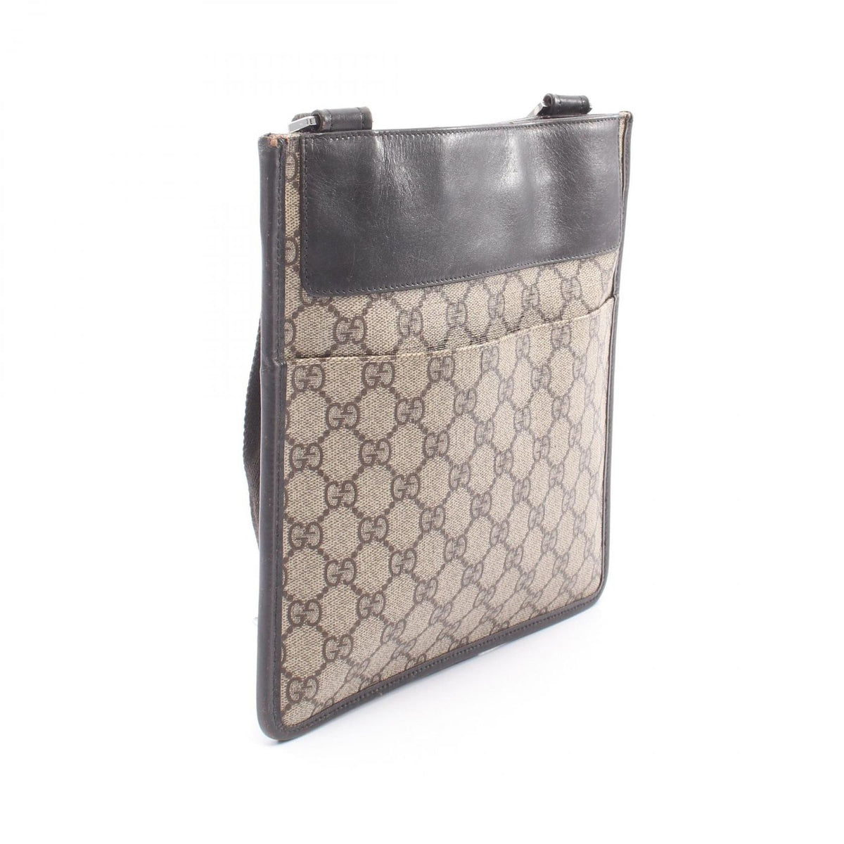 Gucci Shoulder Bag GG Supreme Beige Dark Brown Canvas Leather — view 2