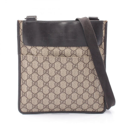 Gucci Shoulder Bag GG Supreme Beige Dark Brown Canvas Leather