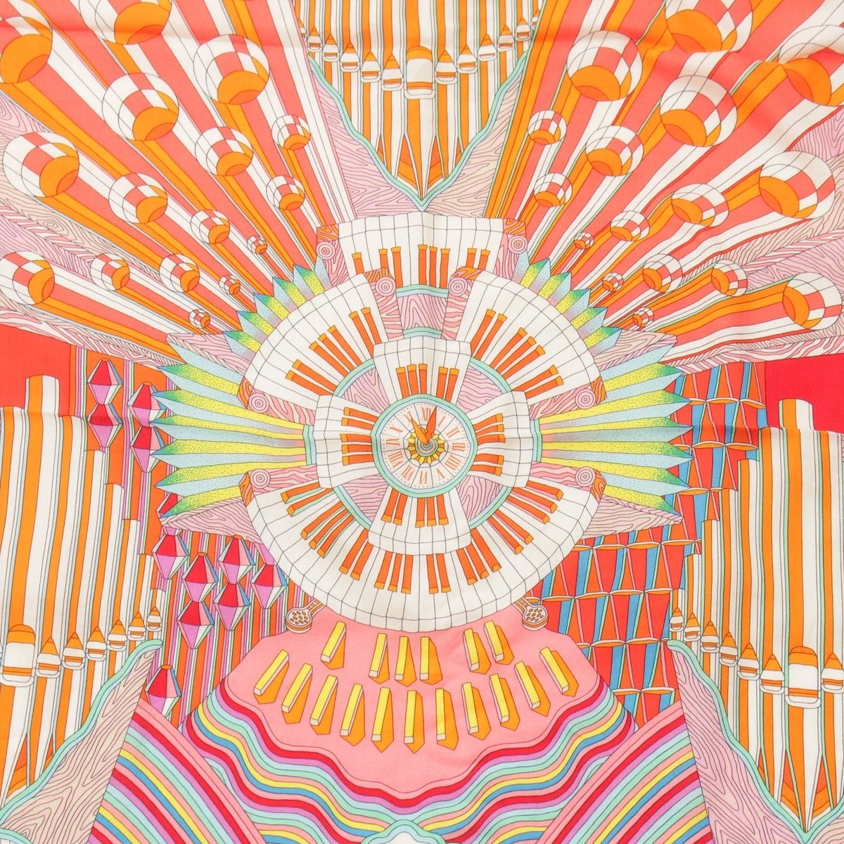 Hermes Carre Geant 140 Point D'orgue Cashmere Silk Fermata Shawl Pink Multicolor — view 6