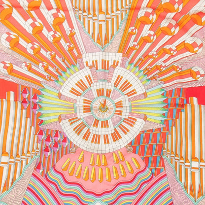 Hermes Carre Geant 140 Point D'orgue Cashmere Silk Fermata Shawl Pink Multicolor — view 6
