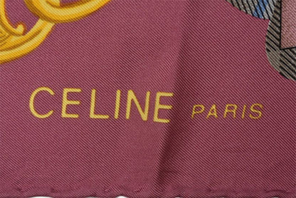 Celine Scarf Vintage Triomphe Chain Silk Pink Check — view 5