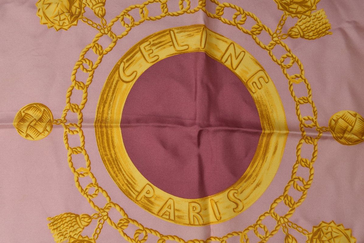 Celine Scarf Vintage Triomphe Chain Silk Pink Check — view 4