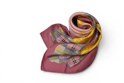 Celine Scarf Vintage Triomphe Chain Silk Pink Check — view 2