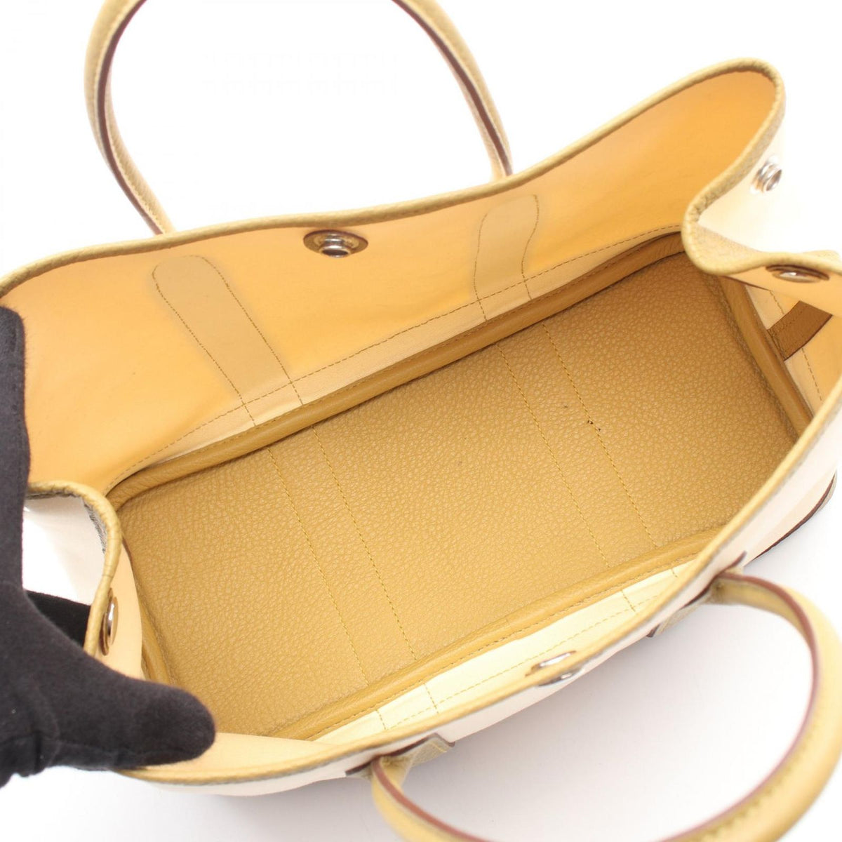 Hermes Tote Bag Garden Party TPM Vanille Cardamom Canvas Leather — view 3