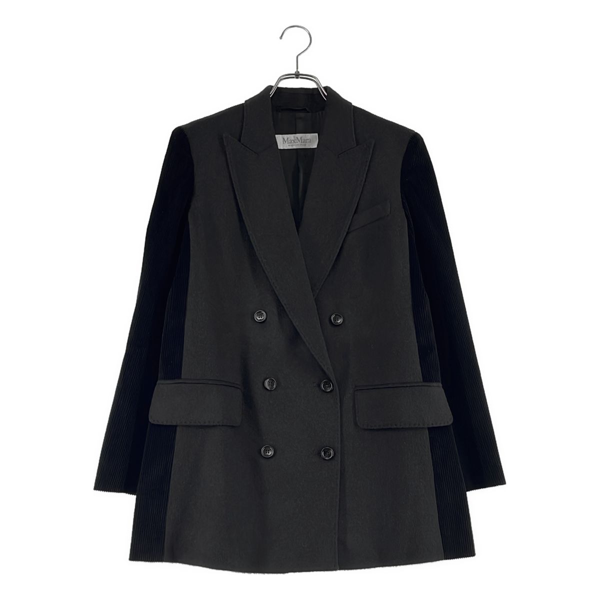 Max Mara Potente Camel Corduroy Contrast Double Jacket 38 Black Gray
