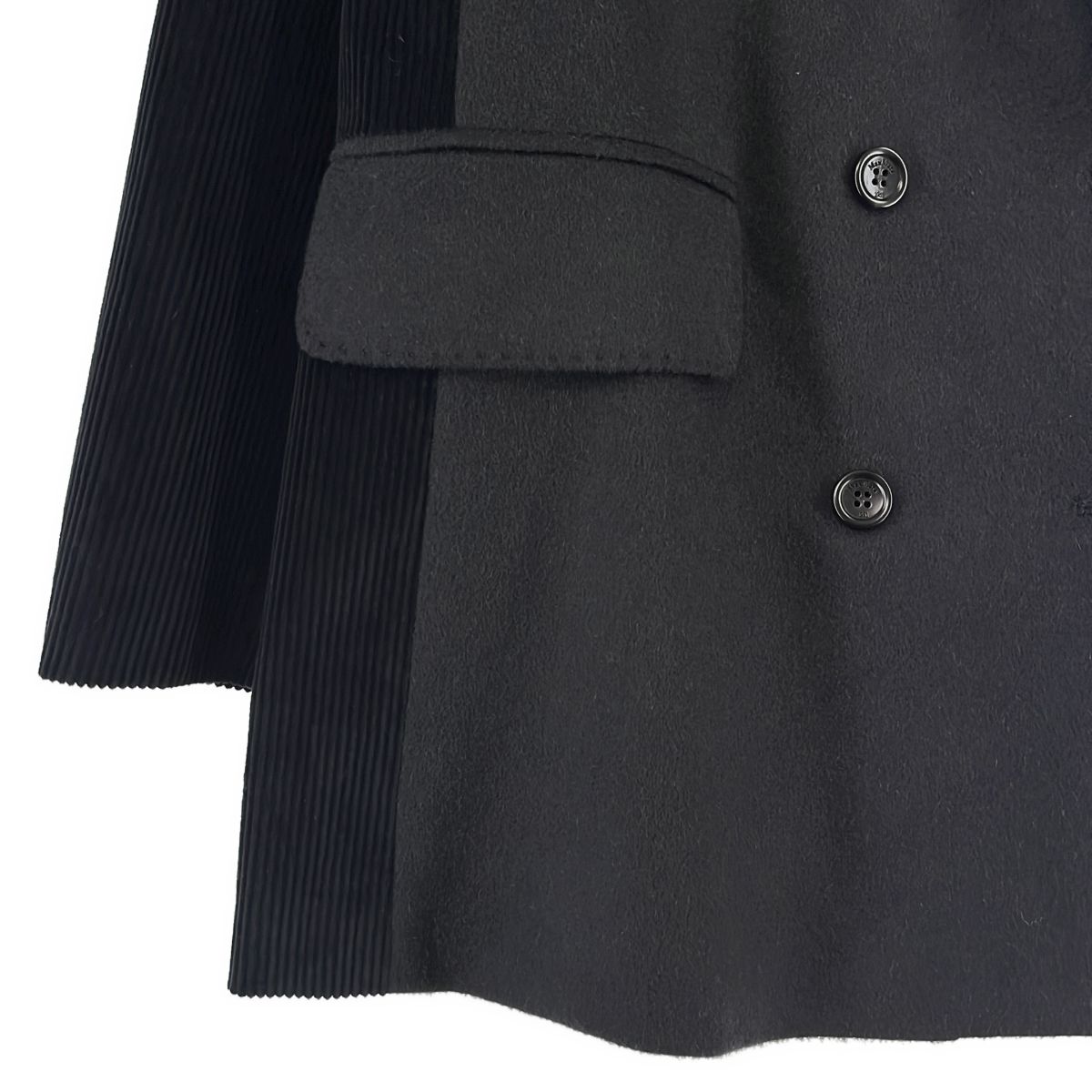 Max Mara Potente Camel Corduroy Contrast Double Jacket 38 Black Gray — view 3