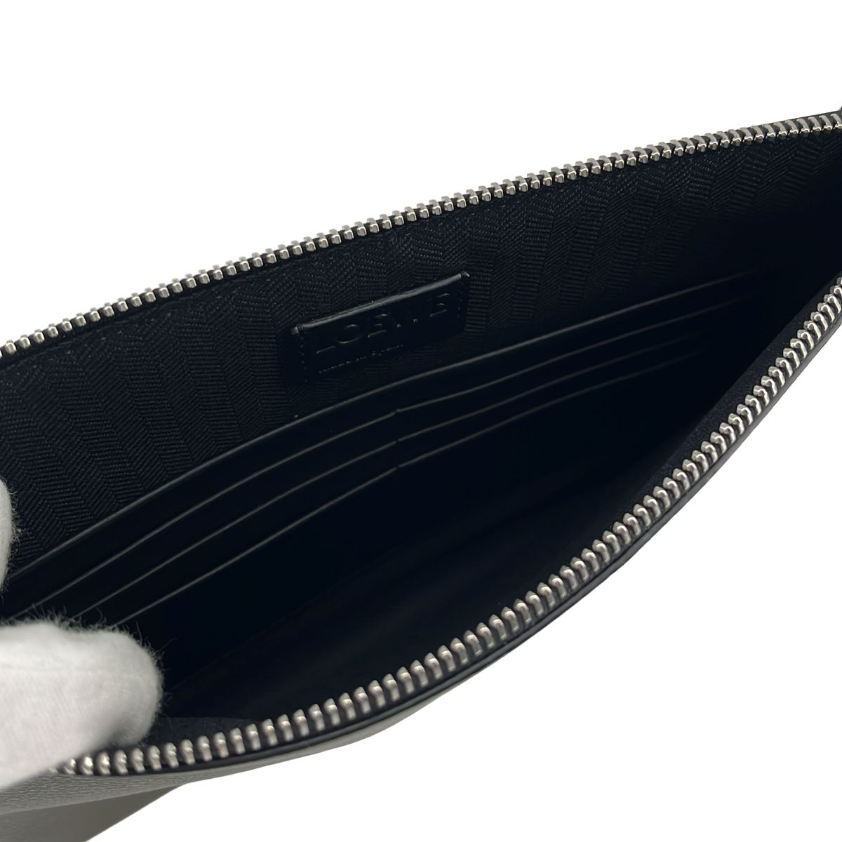 Loewe Rectangle Pouch William de Morgan Clutch Khaki Black — view 3