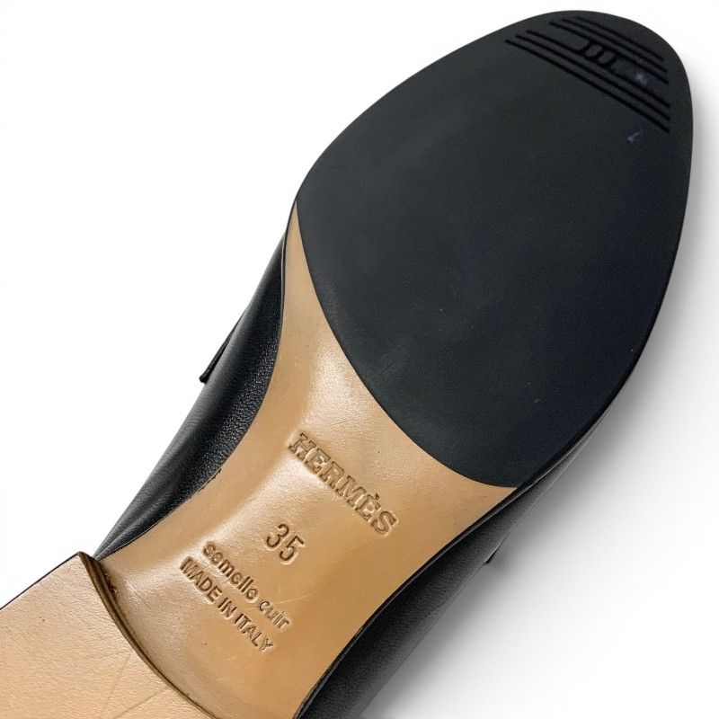 Hermes Paris Loafers Leather Shoes Black Silver Moccasins — view 8
