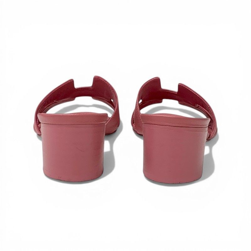 Hermes Oasis Sandals Shoes Leather Pink Mules — view 4