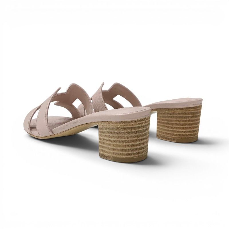 Hermes Oasis Sandals Shoes Leather Pink Mules — view 4