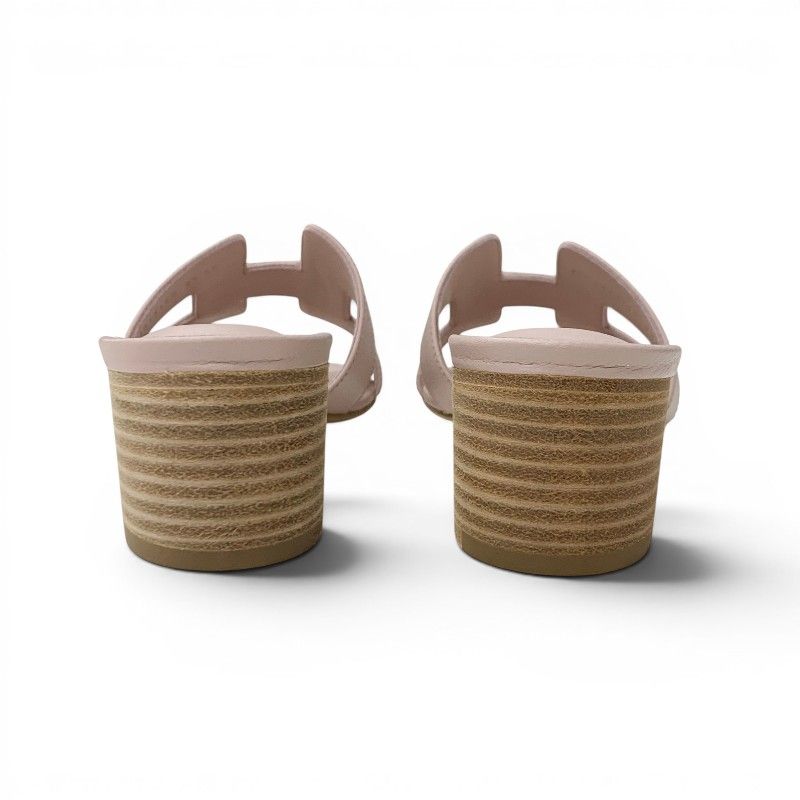 Hermes Oasis Sandals Shoes Leather Pink Mules — view 5