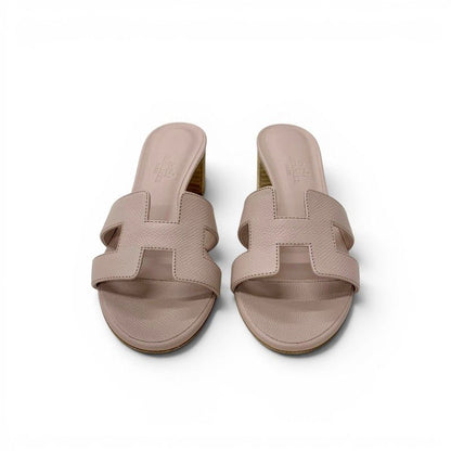 Hermes Oasis Sandals Shoes Leather Pink Mules — view 2