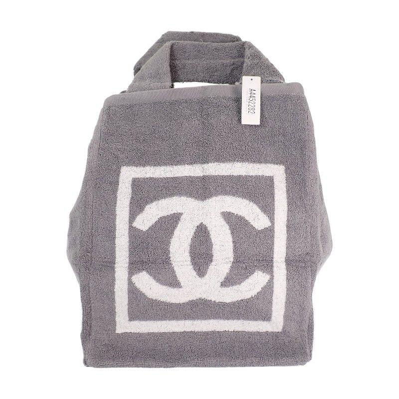 Chanel CC Beach CC Logo Sports Line Tote Bag Summer Cotton Pile Gray — view 3