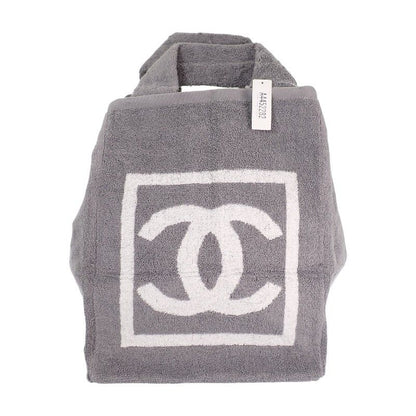 Chanel CC Beach CC Logo Sports Line Tote Bag Summer Cotton Pile Gray — view 3