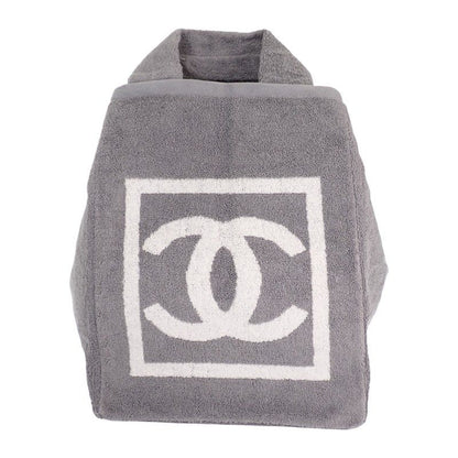 Chanel CC Beach CC Logo Sports Line Tote Bag Summer Cotton Pile Gray — view 2