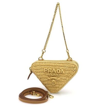 Prada Raffia Triangle Pouch