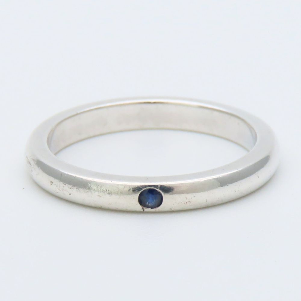 Tiffany & Co Ring Stacking Band 925 Sterling Silver Sapphire Elsa Peretti — view 2