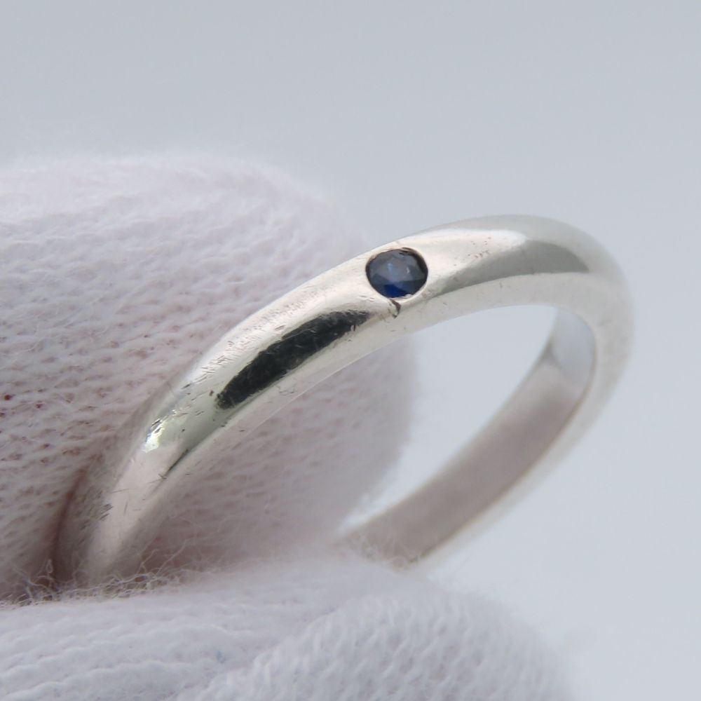 Tiffany & Co Ring Stacking Band 925 Sterling Silver Sapphire Elsa Peretti — view 7