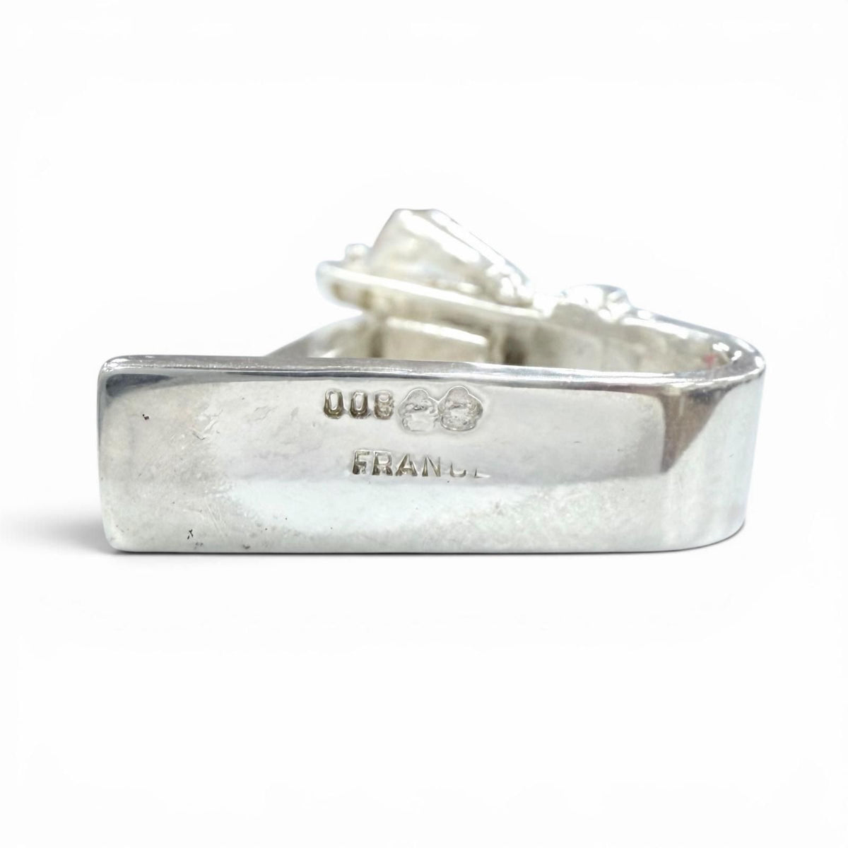 Hermes Vintage Ceinture Belt Motif Scarf Ring Silver — view 3