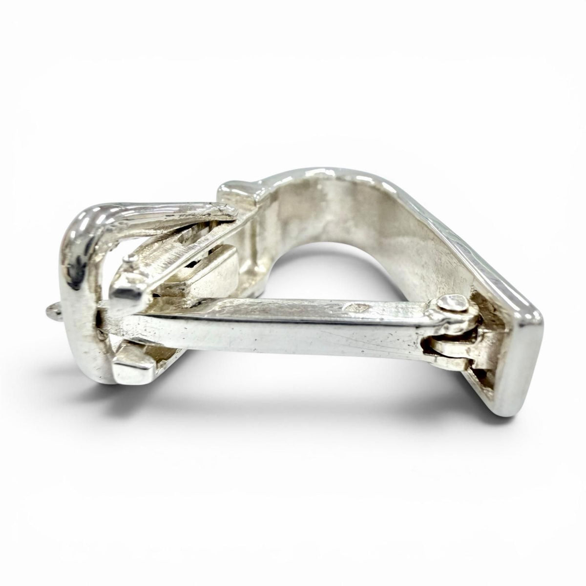 Hermes Vintage Ceinture Belt Motif Scarf Ring Silver — view 2