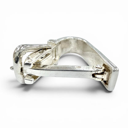 Hermes Vintage Ceinture Belt Motif Scarf Ring Silver — view 2