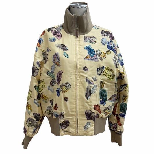 Hermes Vintage 100% Silk Reversible Mineraux All Over Print Zip UP Jacket
