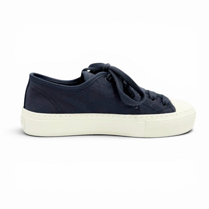 Prada Triangle Logo Pattern Fabric Sneakers Navy — view 6