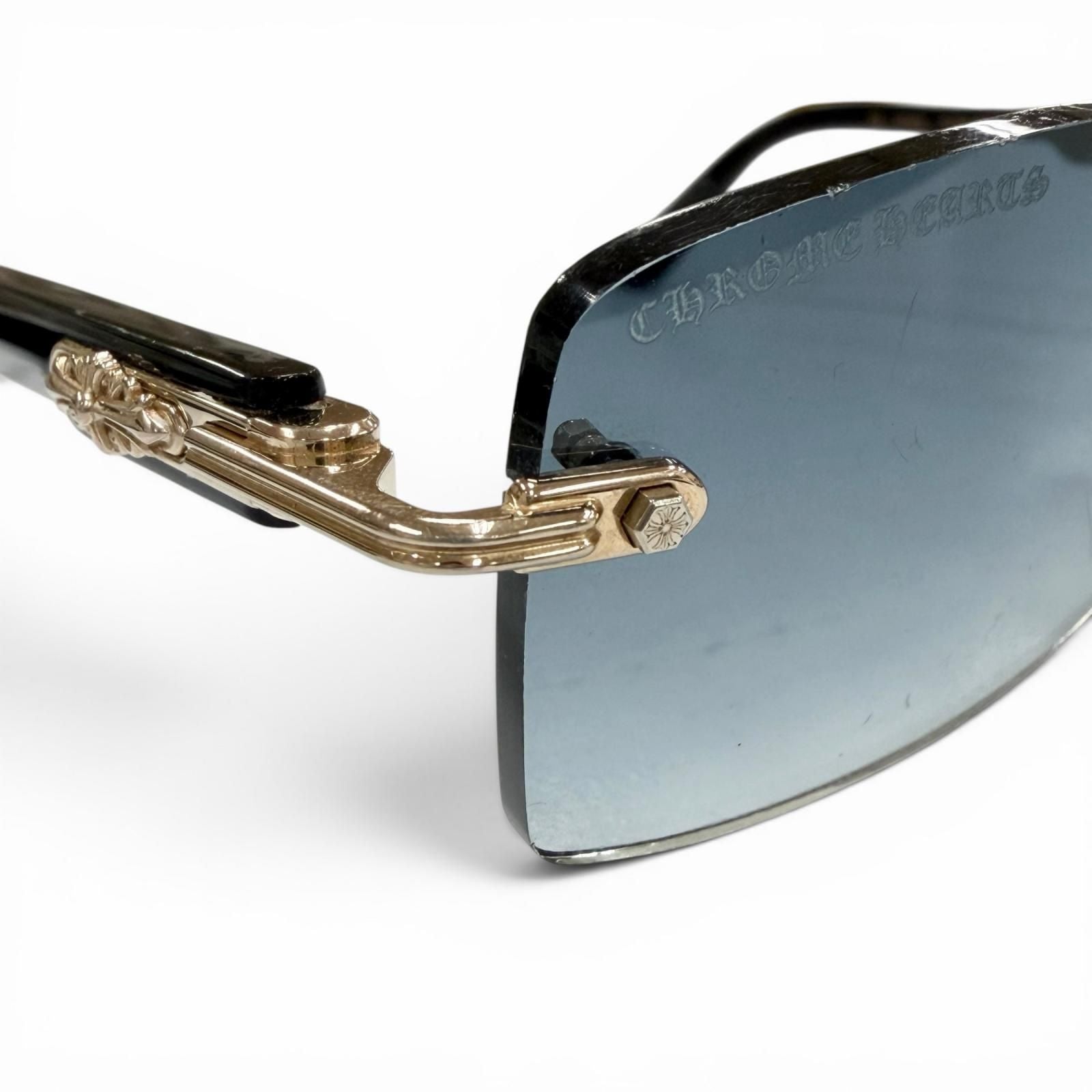 Chrome Hearts Deep II 925 Side Floral Cross Two Point Rimless Sunglasses 57 — view 8