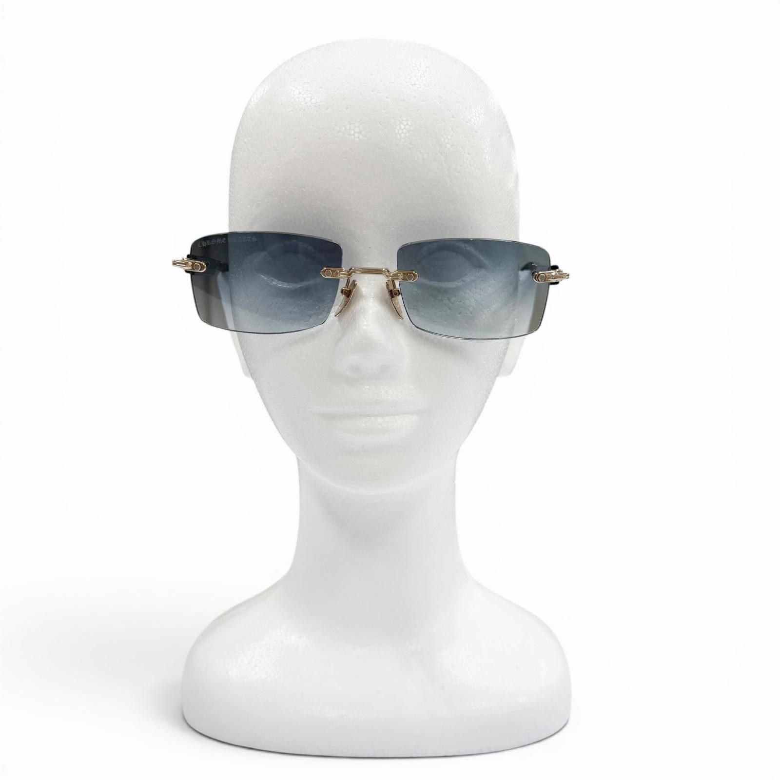 Chrome Hearts Deep II 925 Side Floral Cross Two Point Rimless Sunglasses 57 — view 3