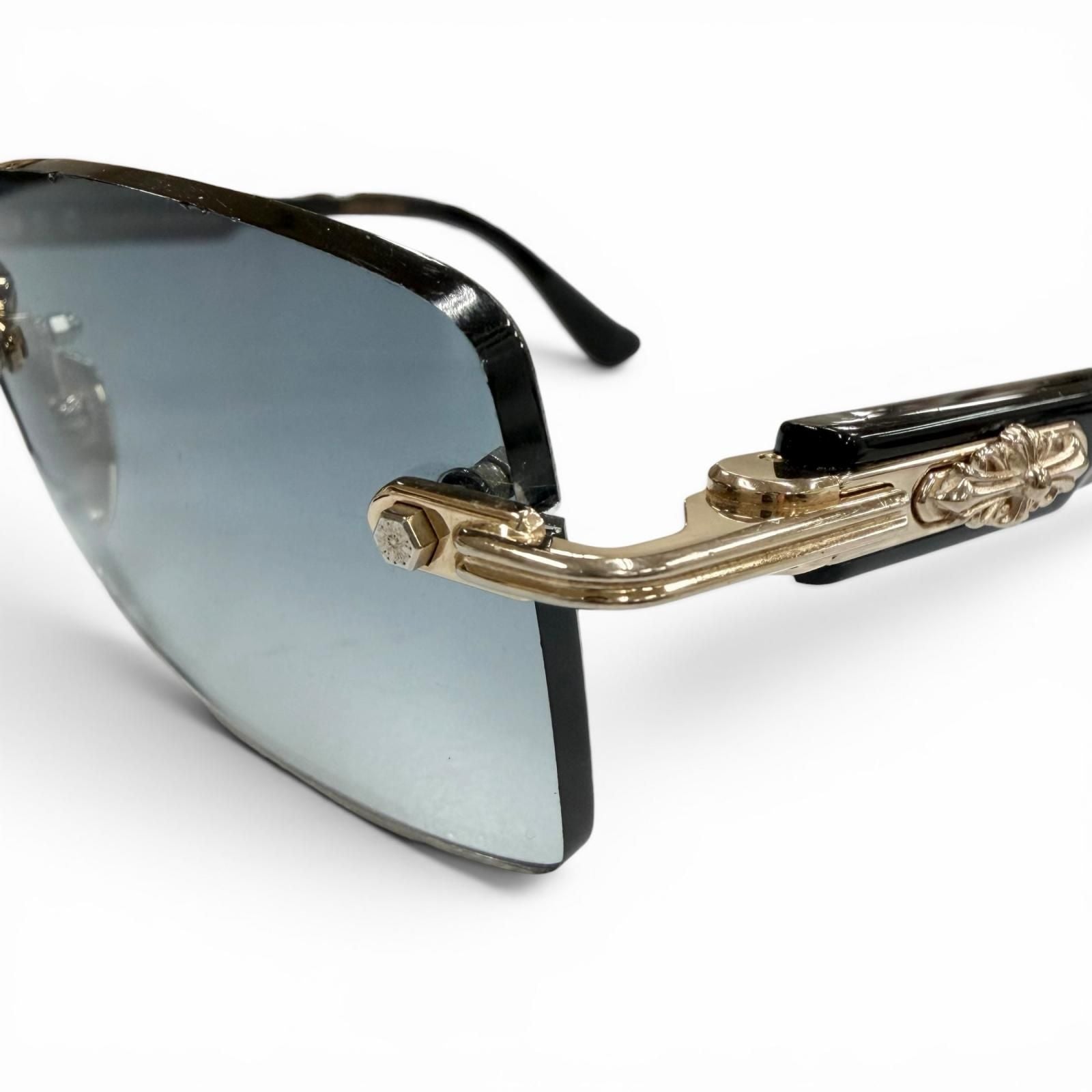 Chrome Hearts Deep II 925 Side Floral Cross Two Point Rimless Sunglasses 57 — view 7