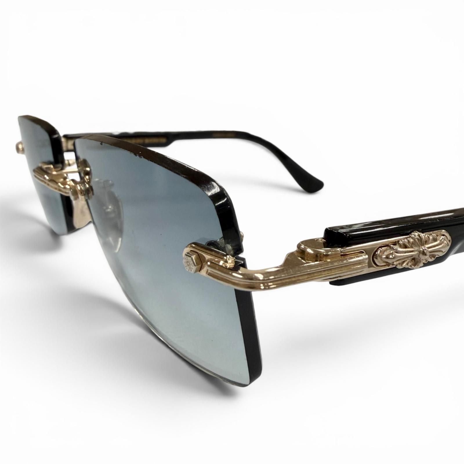 Chrome Hearts Deep II 925 Side Floral Cross Two Point Rimless Sunglasses 57