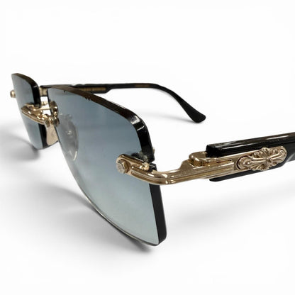 Chrome Hearts Deep II 925 Side Floral Cross Two Point Rimless Sunglasses 57