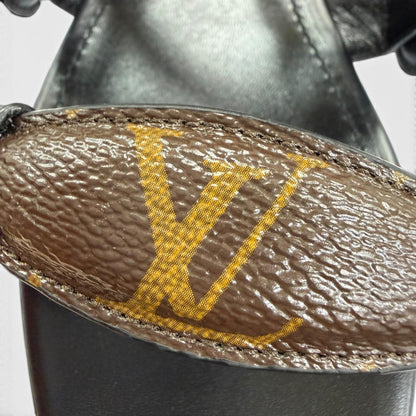 Louis Vuitton Legacy Line Leather Monogram Canvas Flat Sandals Black — view 8