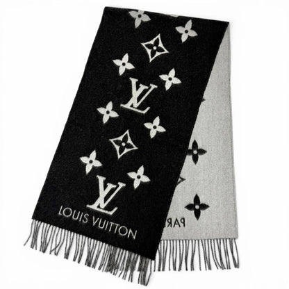 Louis Vuitton Scarf Reykjavik 100% Cashmere Echarpe Monogram Fringe Black — view 2