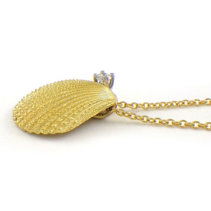 Tiffany & Co Necklace Shell Motif 1 Point Diamond 18K Yellow Gold — view 3
