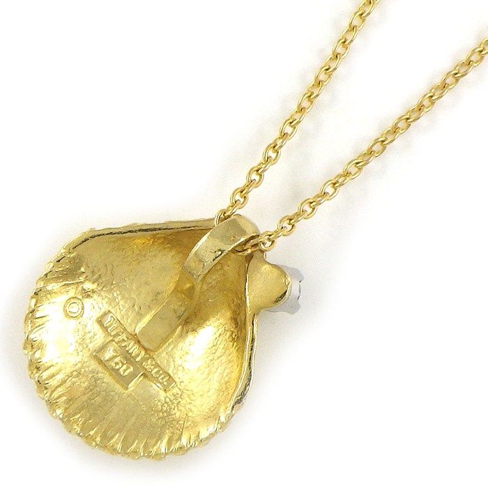 Tiffany & Co Necklace Shell Motif 1 Point Diamond 18K Yellow Gold — view 2
