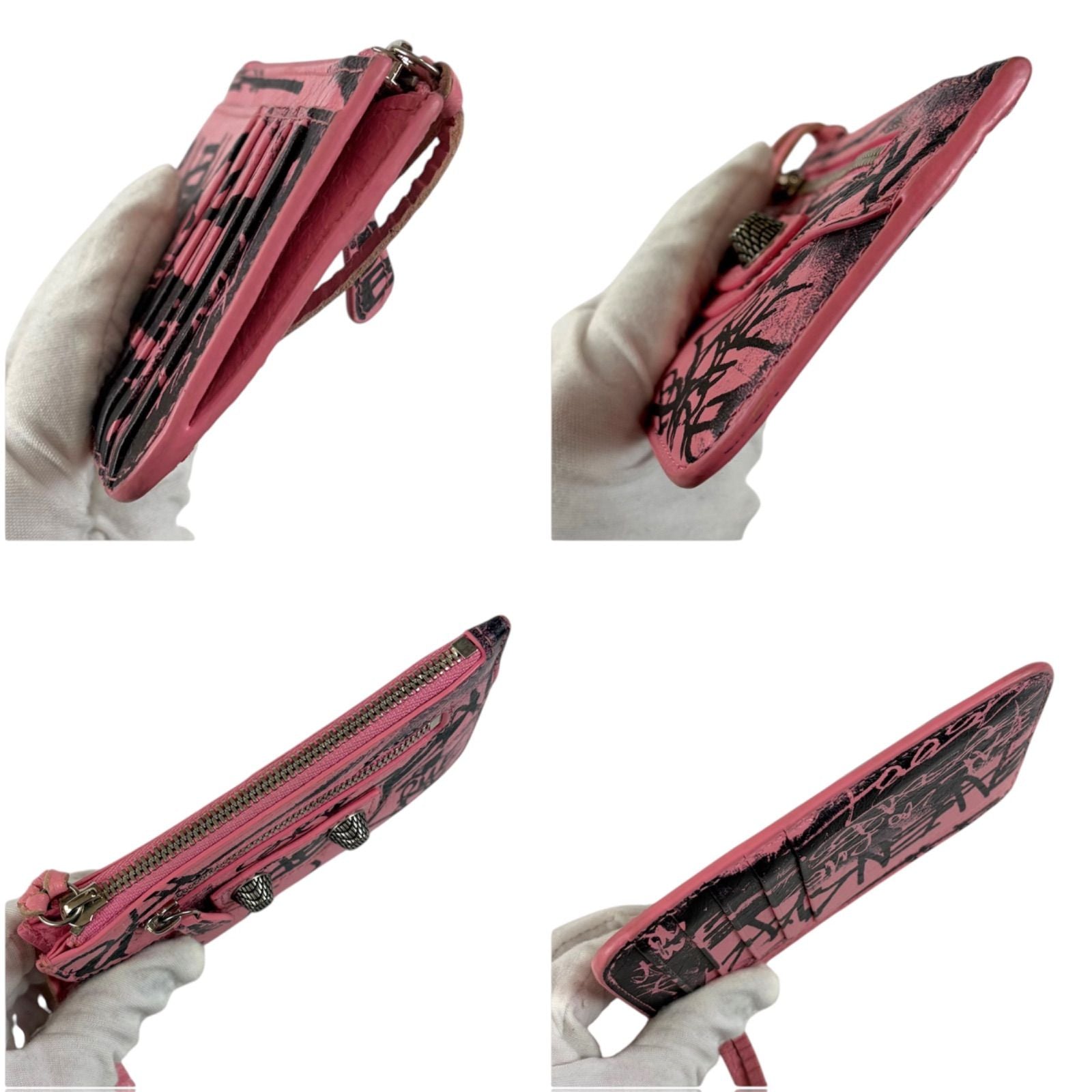 Balenciaga Cagole Graffiti Fragment Case Mini Wallet Card Coin Pink City — view 5